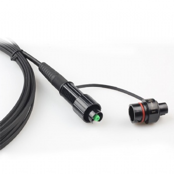 FTTH Drop Cable 2*5mm -G657A1-LSZH-Grey-50M  With Mini Waterproof Fiber Optic Patch Cord SC/APC-SC/APC